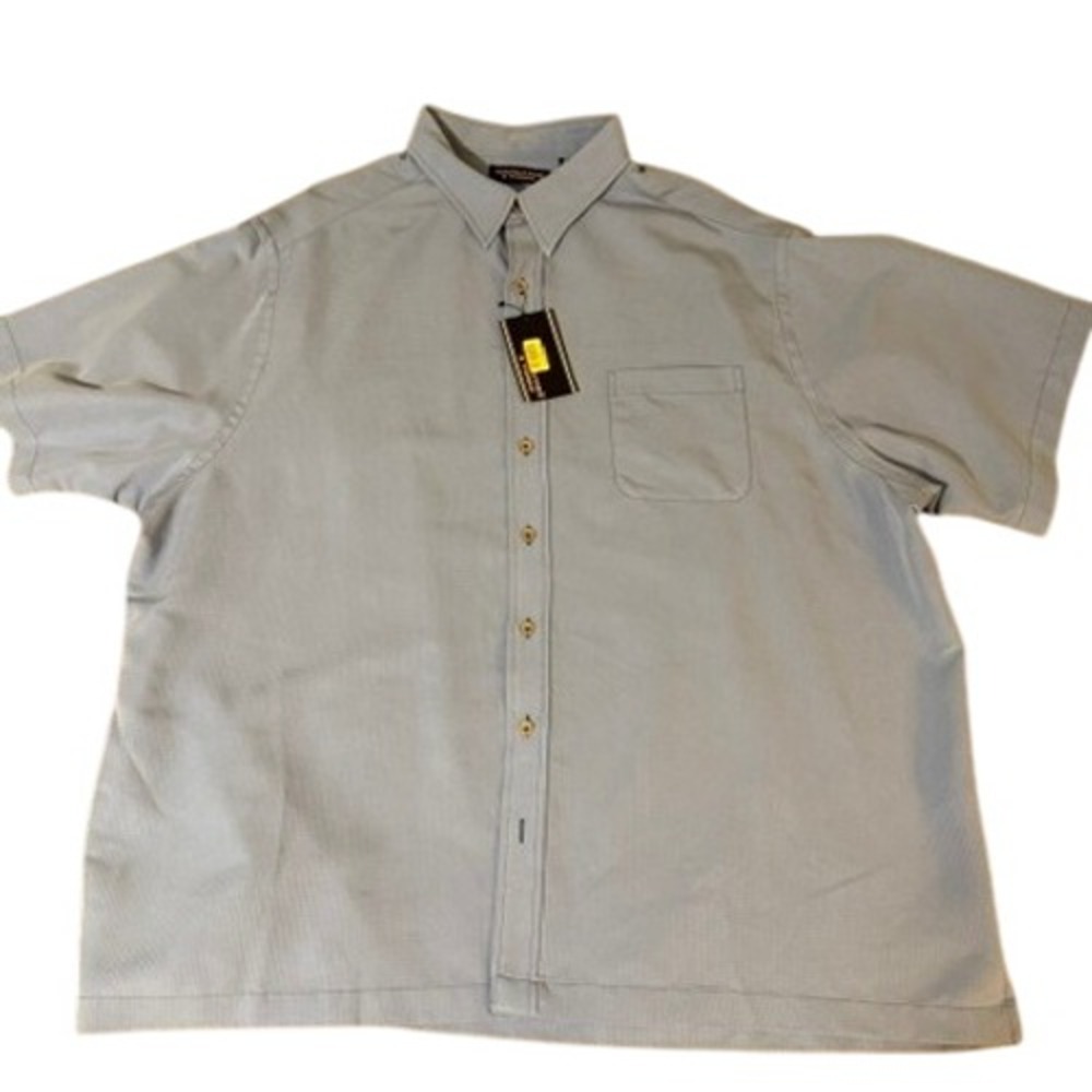 Roundtree & Yorke Travel Smart Short Sleeve Shirt Mens 3XB Blue New Button Down